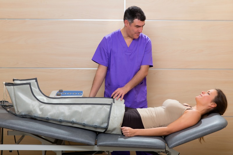 Leg compression therapy session in clinic at Sandusky, OH